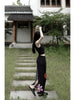 National Style Peony Skirt Retro Plant Series New Chinese Original Sleeveless Set Top + Dress
