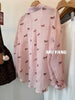 Plus Size Women's Summer New-Style Printed Chiffon Long-Sleeve Relaxed Fit Blouse Fits 331 lb