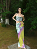 Heat Wave Patterned Skirt Forest-Style Beach Vacation Halter Neck Slit Maxi Dress Retro Lazy Outfit