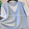 Plus Size Women's Spring Summer New-Style Patchwork Knitted Short-Sleeve Relaxed Fit Cardigan Fits 331 lb