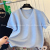 Plus Size Women's Summer Casual Knitted Relaxed Fit T-Shirt Fits 331 lb