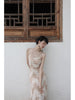 Apricot Dew Moonlight Dress - Gentle and Elegant Chinese Bow Tie Backless Strap Long