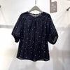 Plus Size Women's Summer Elegant New-Style Casual Printed Chiffon Short-Sleeve Relaxed Fit Blouse Fits 331 lb