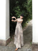 Clear and Cold Tea Dyed Skirt Cotton Linen Tie-Dye Retro New Chinese Style Halter V-Neck Original Maxi Dress