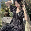 Plus Size Women's Summer Floral Puff-Sleeve Dress Fits 331 lb