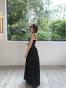 Embossed Black Long Dress New Chinese Style Pressed Flower Textured Irregular Heavy Work Spliced