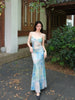 Yanshui Beiyao Skirt Fresh and Cozy Tie-Dye Halter Mermaid Dress Vacation Oil Painting Style Slim Fit One-Piece