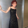 Xiao Ju Chuan Li / Dark Revival Skirt Wabi-Sabi Chinese-Style Vintage Floral Flocked Mesh