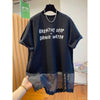 Plus Size Women's Summer Casual Patchwork Printed Mesh Short-Sleeve Relaxed Fit T-Shirt Fits 331 lb