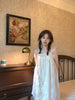 Hua Sha White Dress Irregular Layered Cotton Linen Drawstring Heavy Work Straps Half Skirt Halter Two-Way Wear