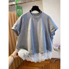 Plus Size Women's Summer New-Style Casual Lace Patchwork Short-Sleeve Relaxed Fit T-Shirt Fits 331 lb