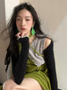 Woven Dress Retro Irregular Original Deconstructed Handmade Contrast Color Knit Sweater Overlay Skirt