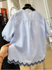 Plus Size Women's Summer Elegant New-Style Embroidered Short-Sleeve Shirt Fits 99-331 lb