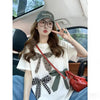 Plus Size Women's Summer New-Style Bow Short-Sleeve Relaxed Fit T-Shirt Fits 331 lb