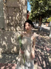 Tie-dye Ink Painting Skirt Irregular Strap Distressed Cotton Linen Patchwork Half Dress Convertible
