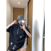 Plus Size Women's Summer Casual Embroidered Short-Sleeve Relaxed Fit Sweatshirt Fits 331 lb