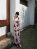 Gu Ya Fen Gui Skirt Oil Painting Manor Rose Floral New Chinese Style Backless Mermaid Maxi Dress