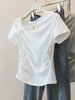 Plus Size Women's Summer New-Style Pleated Short-Sleeve T-Shirt Fits 265 lb