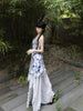 Blue Creek Flower Snow Skirt Small Fresh Floral Lace Spliced Chinese Style Halter Irregular Dress