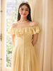 Wannida Ruffled Yellow Blossom Skirt with Wrinkled Surface Dress