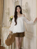Linen Handmade Beaded Elegant and Chic Long-Sleeve Cami Top for a Date Day