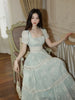 Princess Diana Dress with gorgeous lace details handmade flowers cinched waist and a flowy multi-layered skirt - perfect for your vacation dates