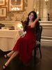 Italian Rose Vintage Style Sophisticated and Elegant Red Mid-Length Short-Sleeve Dress