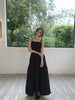 Embossed Black Long Dress New Chinese Style Pressed Flower Textured Irregular Heavy Work Spliced