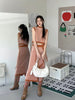 Orange Velvet Set Rope Tie High Neck Vest Irregular Floral Slit Deconstructed Long Dress