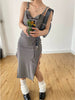 Ash Grey Wrapped Rope Skirt New Chinese Style Lotus Leaf Edge Tied Cool Spliced Slit Strap Dress