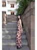 Elegant Rose Pink Print Oil Painting Estate Vintage Floral Lace New Chinese Two-Piece Set