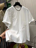 Plus Size Women's Summer Embroidered Short-Sleeve Relaxed Fit T-Shirt Fits 331 lb