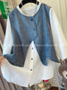 Plus Size Women's Casual Design Denim Short-Sleeve Relaxed Fit Two-Piece Set Fits 331 lb