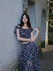 Mo Ge Feng Yan Skirt: New Chinese Style Plaid Retro Off-the-Shoulder High-Waist Fashionable Two-Piece Set Casual