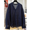 Plus Size Women's Lace Long-Sleeve Relaxed Fit Shirt Fits 331 lb
