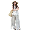 Plus Size Summer Fashionable Casual Sleeveless Relaxed Fit Two-Piece Set Fits 331 lb