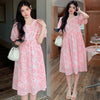 Plus Size Summer New-Style Floral Short-Sleeve Relaxed Fit Dress Fits 331 lb