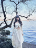 Hua Sha White Dress Irregular Layered Cotton Linen Drawstring Heavy Work Straps Half Skirt Halter Two-Way Wear