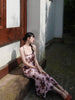 Gu Ya Fen Gui Skirt Oil Painting Manor Rose Floral New Chinese Style Backless Mermaid Maxi Dress