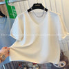 Plus Size Women's Summer Casual Knitted Relaxed Fit T-Shirt Fits 331 lb