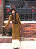 Mustard Brown Knit Sweater Set Deconstructed Tie Rope Round Neck Mixed Color Original Chinese Bell-Sleeved Dress