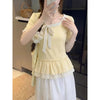Plus Size Women's Summer French-Style Vintage Puff-Sleeve Relaxed Fit Shirt Fits 331 lb