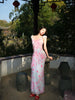 Pink Paper Falling Petals Skirt New Chinese Style Ruffled Floral Waist Mermaid Dress