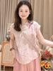 Plus Size Women's Summer French-Style New-Style Floral Short-Sleeve Shirt Fits 331 lb