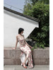 Ancient Flower Camellia Skirt Classical Courtyard Style Fishbone Chinese Original Halter Slim Fit Maxi Dress