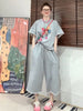 Plus Size Women's Summer Casual Printed Relaxed Fit Two-Piece Set Fits 331 lb
