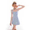 Distressed Denim Slip Dress with Waist Tie Slim Fit Mini Sweet & Spicy Design