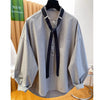 Plus Size Women's Design Long-Sleeve Relaxed Fit Shirt Fits 331 lb