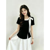 Plus Size Women's Summer French-Style Bow Short-Sleeve T-Shirt