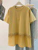 Plus Size Women's Summer New-Style Lace Design Patchwork Short-Sleeve Relaxed Fit T-Shirt Fits 331 lb